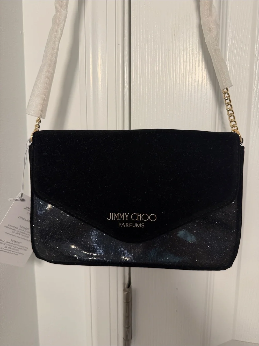 Jimmy Choo Black Velvet & Patent Shoulder Bag